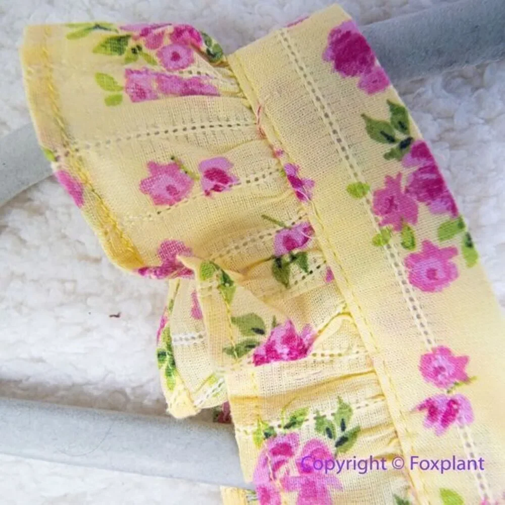 New! Zunie Girl Cotton Floral‎ fit and flare Knee-Length Dress yellow , size L